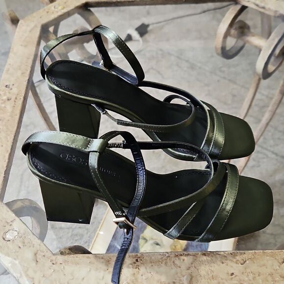 Asos Olive Green Strappy Sandals Size 4 - Picture 3 of 9